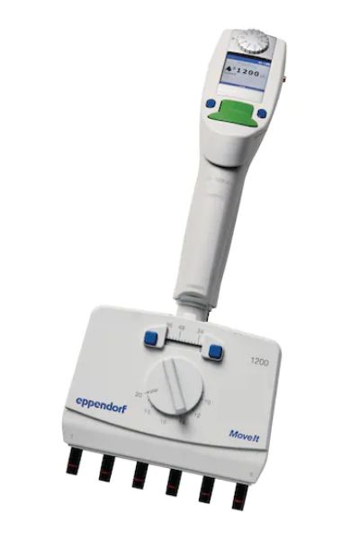 图片 Eppendorf Xplorer® plus Move It®, 6 道, 9 mm 吸嘴间距, 可调量程, 50 – 1,200 µL, 绿色