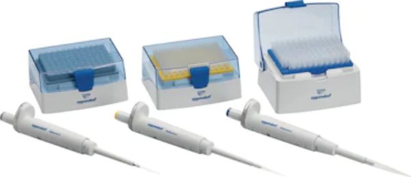 图片 Eppendorf Reference® 2, 3-pack套装, 单道, 可调量程, 含 epT.I.P.S.® 盒子或样品袋和圆珠笔, 套装 1： 0.5 – 10µL、10 – 100µL、10