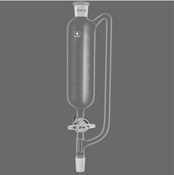 图片 恒压滴液漏斗（玻璃节门、刻度线）容量100ml 上下磨口14*2